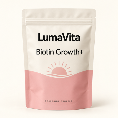 LumaVita Biotin Growth+ packaging concept