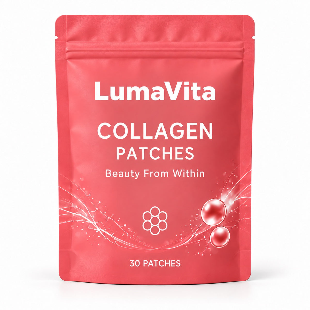 LumaVita Collagen Patches packaging visualization, 30 patches